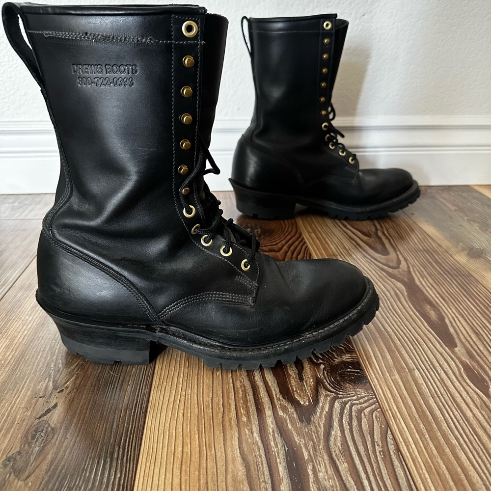 Drew’s 12” Leather Work Boots Men’s 12D | USA Made Logger Lace-Up